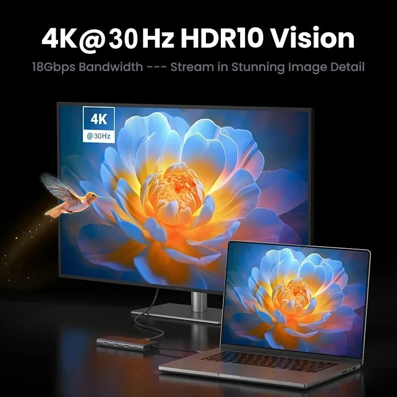 10-in-1 USB-C Hub with 4K HDMI, Ethernet, and 100W PD