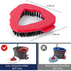 Red 5.9 inch triangle-shaped rotating spin mop head replacement with black bristles