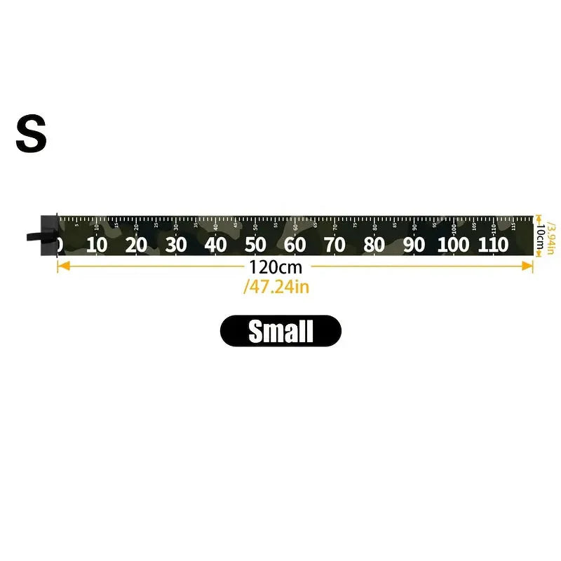 A black letter S is shown next to a ruler marked in centimeters and inches.