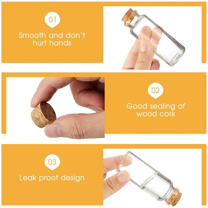 Mini Cork Stopper Glass Bottles for DIY Crafts & Decor
