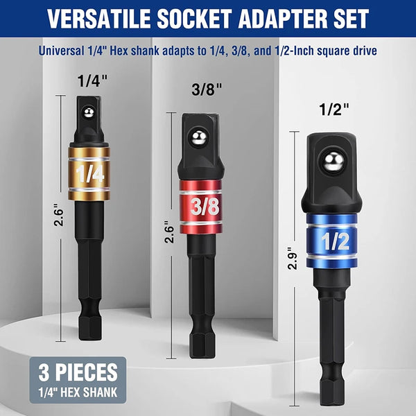 Impact Grade Socket Adapter Extension Set for Drills
