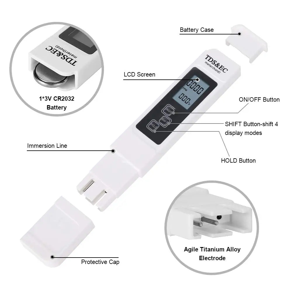 3-in-1 Digital Water Quality Tester with LCD Display