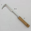 A carbon steel manual weeding tool set featuring a sickle, weeder, and hand shovel with wooden handles.
