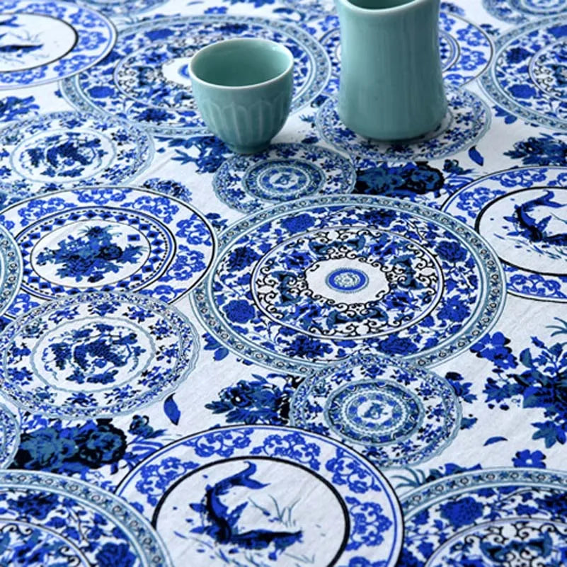 Bohemian Cotton Linen Fabric with Vintage Ethnic Print