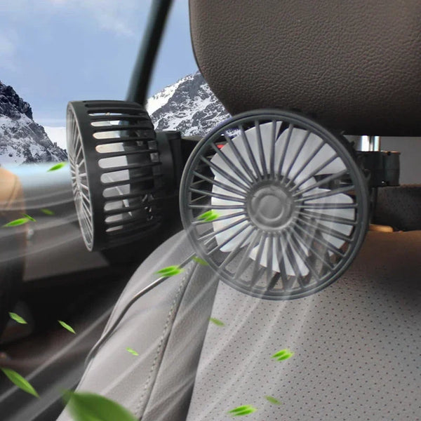 Ventilateur USB de Voiture à Double Tête avec Rotation à 360°