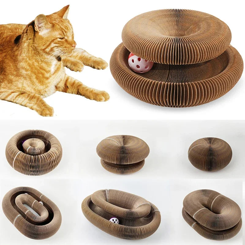Foldable Cat Scratcher with Bell & Interactive Ball