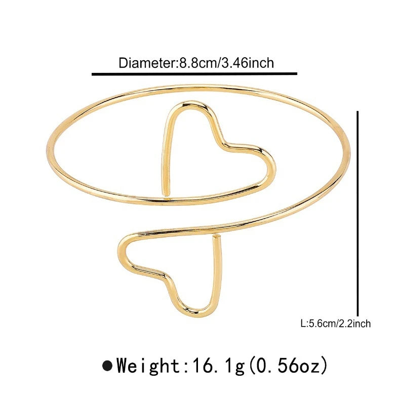 Minimalist Hollow Heart Cuff Bracelet