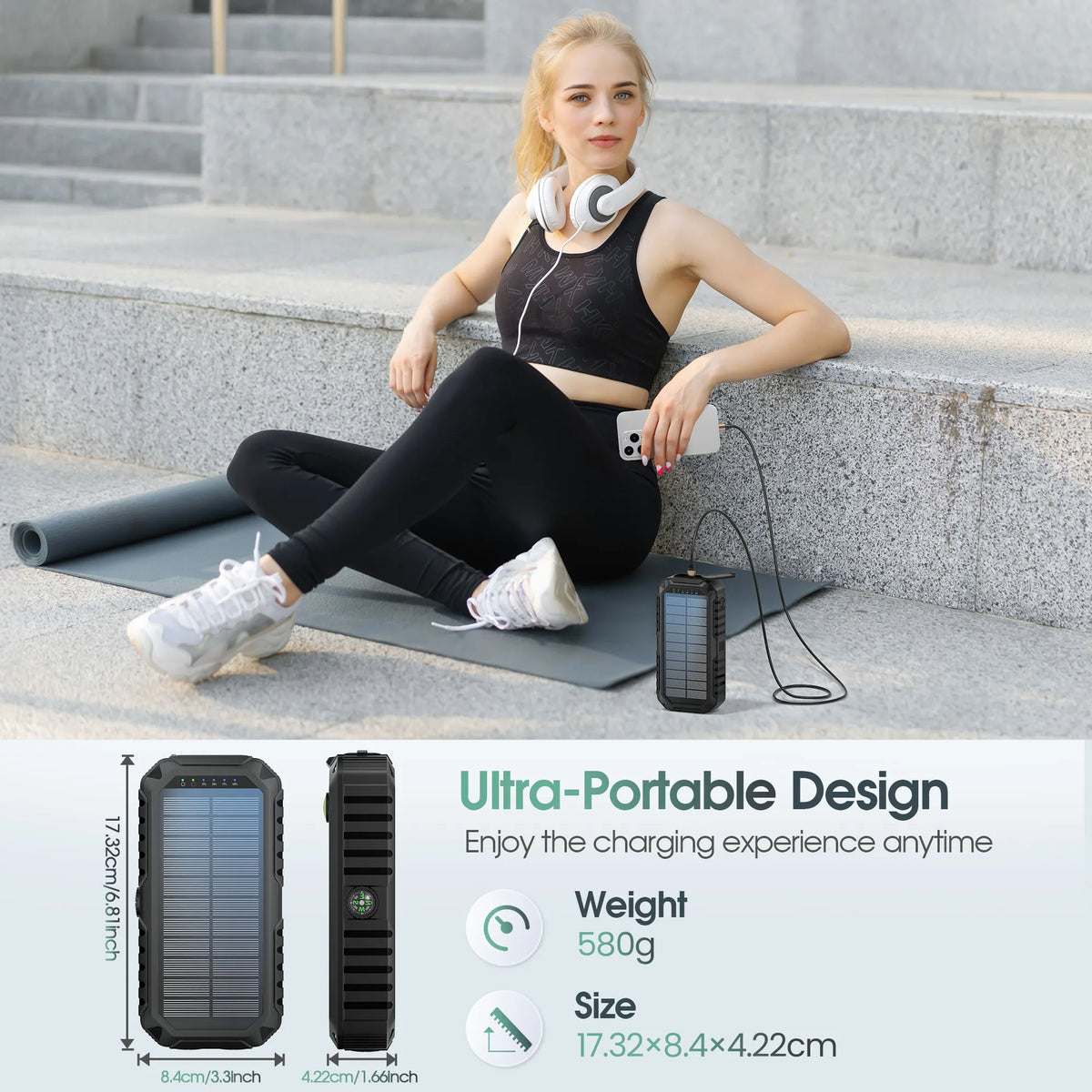 40,000mAh Solar Power Bank with Hand Crank & Multi-Cable