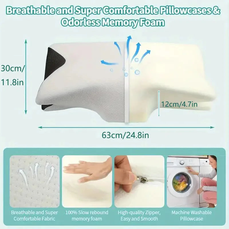 White breathable pillowcases and odorless memory foam for a neck pillow