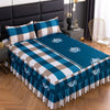 Elegant Elastic Fitted Bed Sheet Set with Lace Skirt and Pillowcases