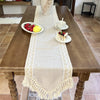 Handcrafted Macrame Lace Table Runner with Tassels – Beige