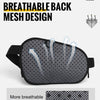 A black breathable mesh design for a sports fanny pack with adjustable straps.