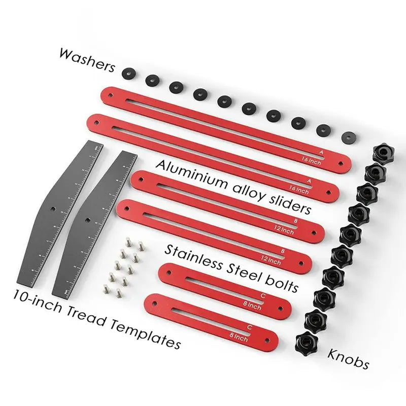 Adjustable Stair Tread Template Tool with Modular Extensions