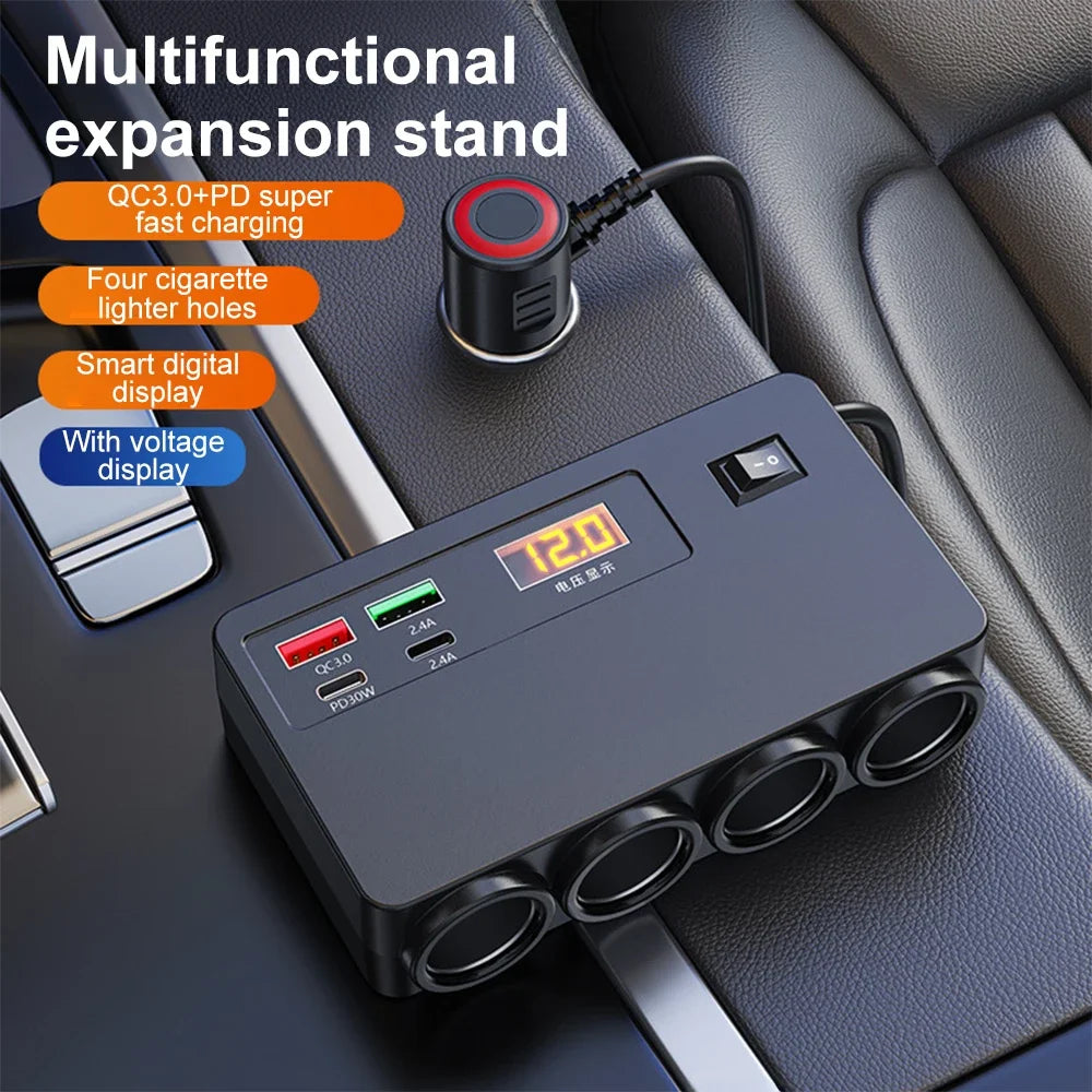 4-Port USB Car Charger with Fast Charging