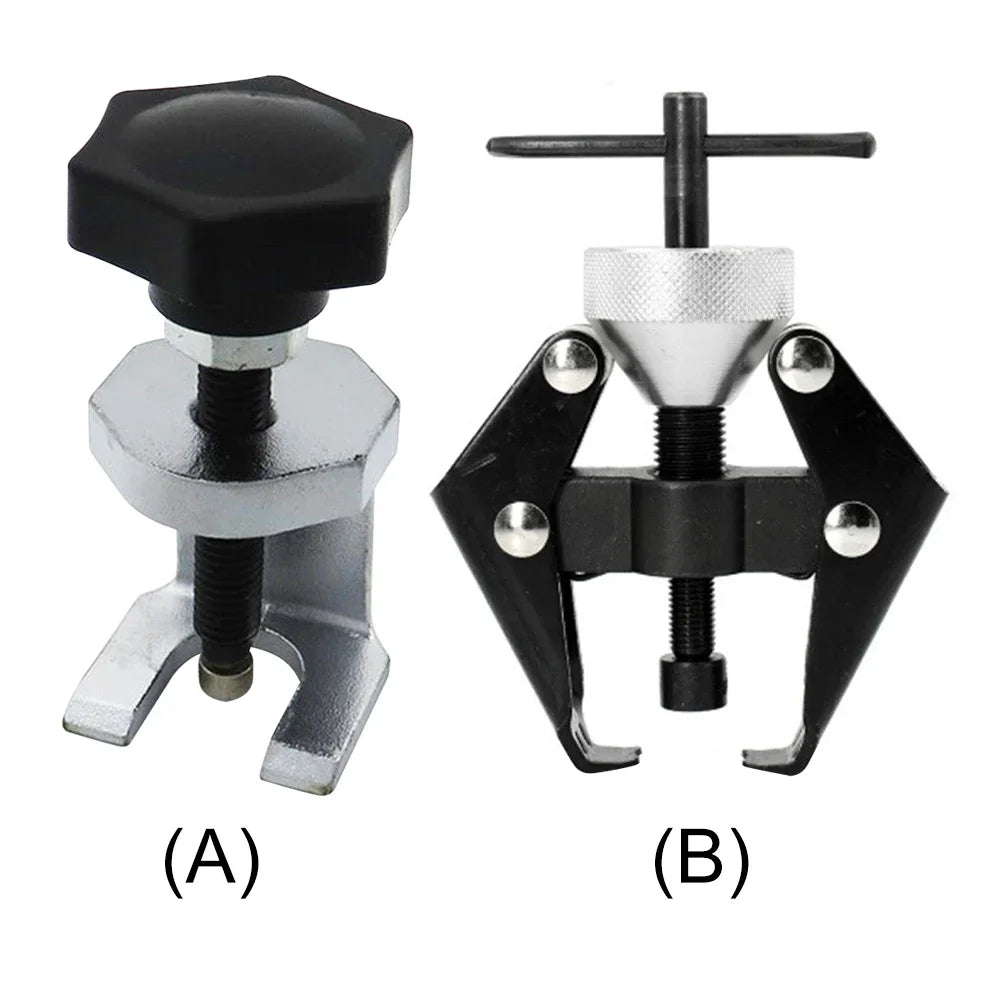 Two separate tools shown: (A) a metal puller and (B) a black two-arm puller tool.