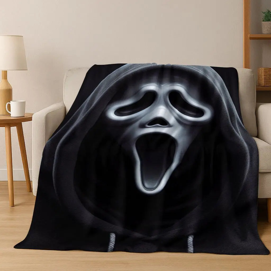 Ghost Face Horror Character Flannel Throw Blanket