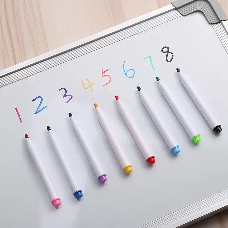 Magnetic Dry-Erase Pens with Refillable Ink, 8 Colors