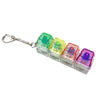 A set of colorful LED light-up keyboard fidget toys attached to a metal keychain.