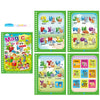A set of eight pages of a reusable water drawing book for children featuring various animals and letters.