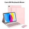 Pink detachable wireless keyboard and mouse case for an iPad laptop setup