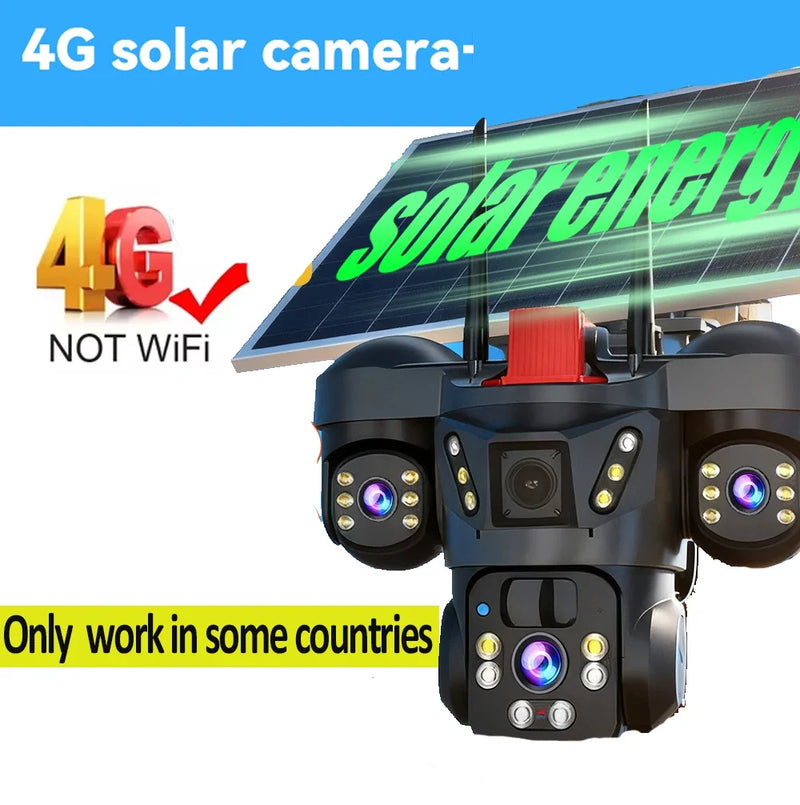 Solar-Powered Triple-Lens PTZ Security Camera