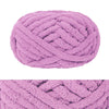 A ball of fluffy pink chenille yarn used for hand knitting and crochet