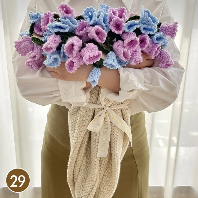 Hand Knitted Rose Bouquet Throw Blanket