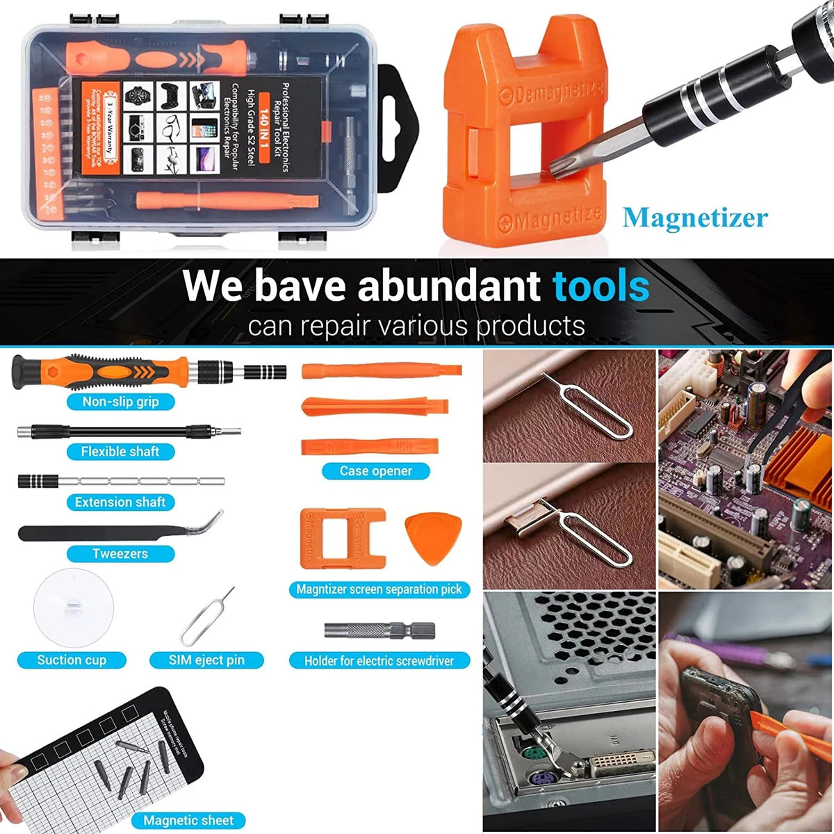 Precision 135-in-1 Screwdriver Set with Magnetic Bits and Repair Accessories