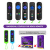 Universal covers for Roku remote controls shown in various colors and designs