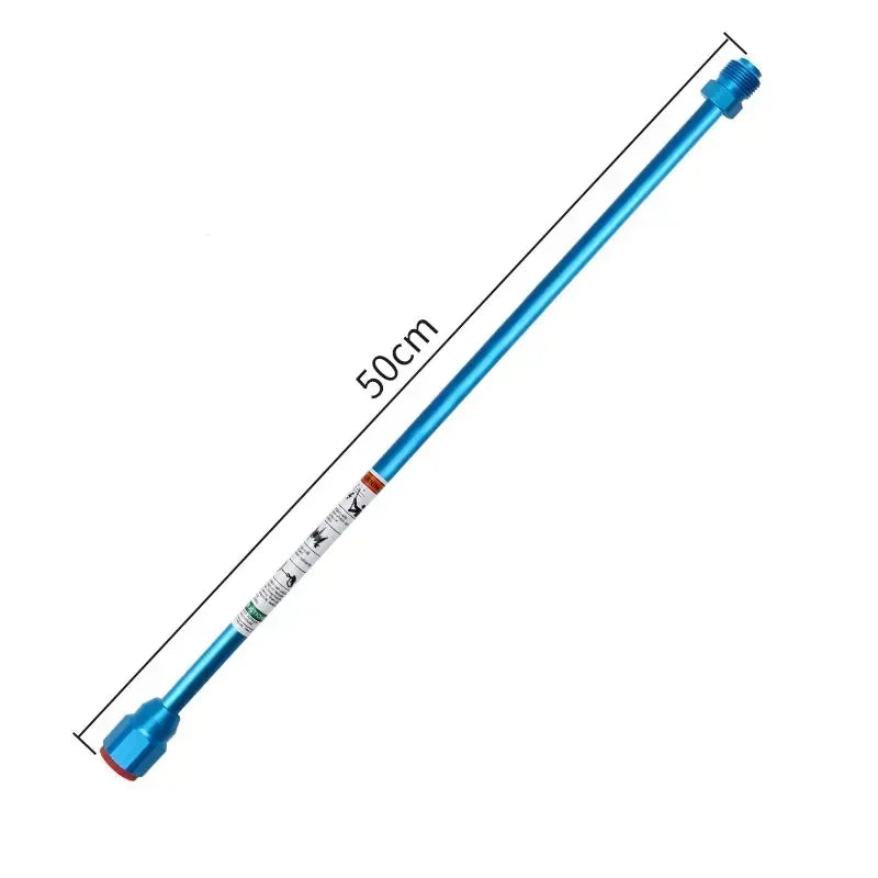 A blue airless paint sprayer extension rod measuring 50cm, shown diagonally.