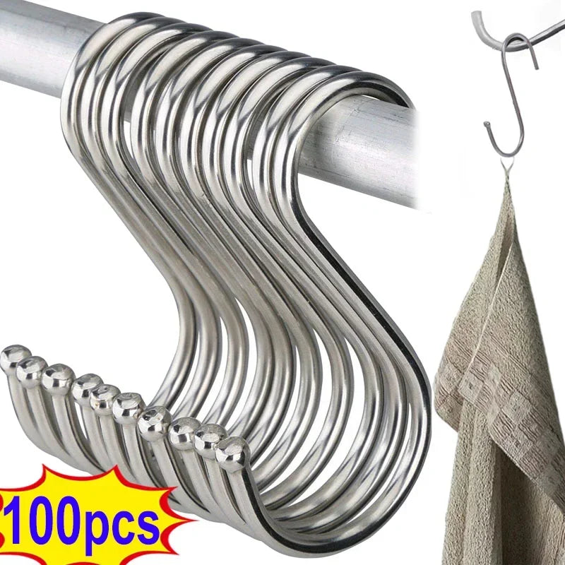 Stainless Steel S Hooks for Kitchen, Bathroom & Organizing