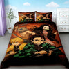 Demon Slayer Nezuko duvet cover set featuring artwork of characters in traditional Japanese attire