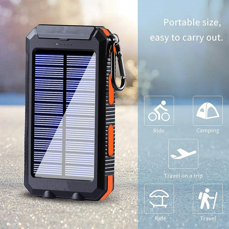 Solar Power Bank 80000mAh with LED Light and Compass