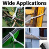 Close-up images showing heavy-duty nylon cable ties used for various applications like plant support and securing structures.