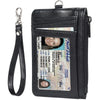 Premium PU Leather Badge Holder with Zipper and Lanyard