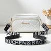 Quilted Crossbody Camera Bag with Wide Letter Strap