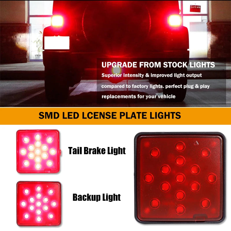 LED Trailer Hitch Receiver Cover with Brake & Tail Lights