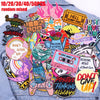 A collection of embroidered patches featuring positive and encouraging phrases like Hell admit one just have fun don't give u