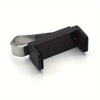 A black clip holder designed to secure a garage door remote visor.