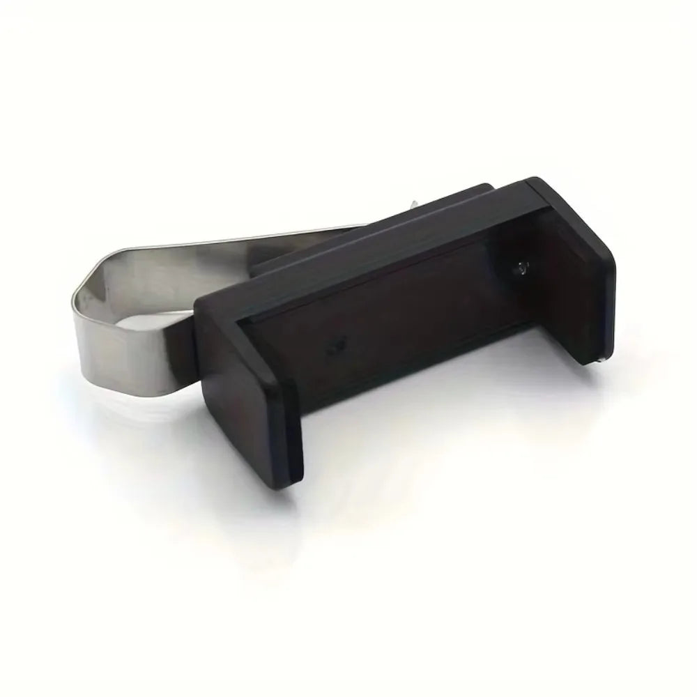A black clip holder designed to secure a garage door remote visor.