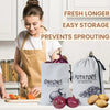Large Drawstring Canvas Storage Bags with Side Zipper for Vegetables and Fruits