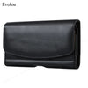 Black magnetic leather phone pouch with a belt clip holster.