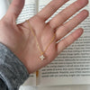 Dainty Lucky Leaf Necklace with White CZ Flowers