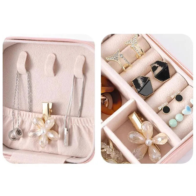 Compact PU Leather Jewelry Travel Case