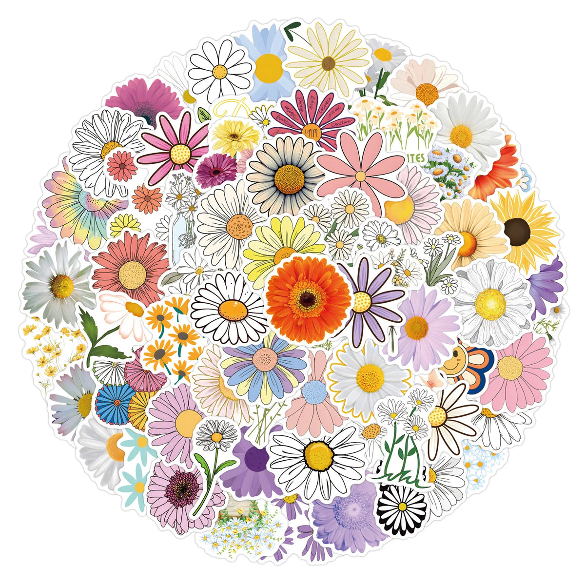 Waterproof Daisy Flower Sticker Pack for DIY Decor