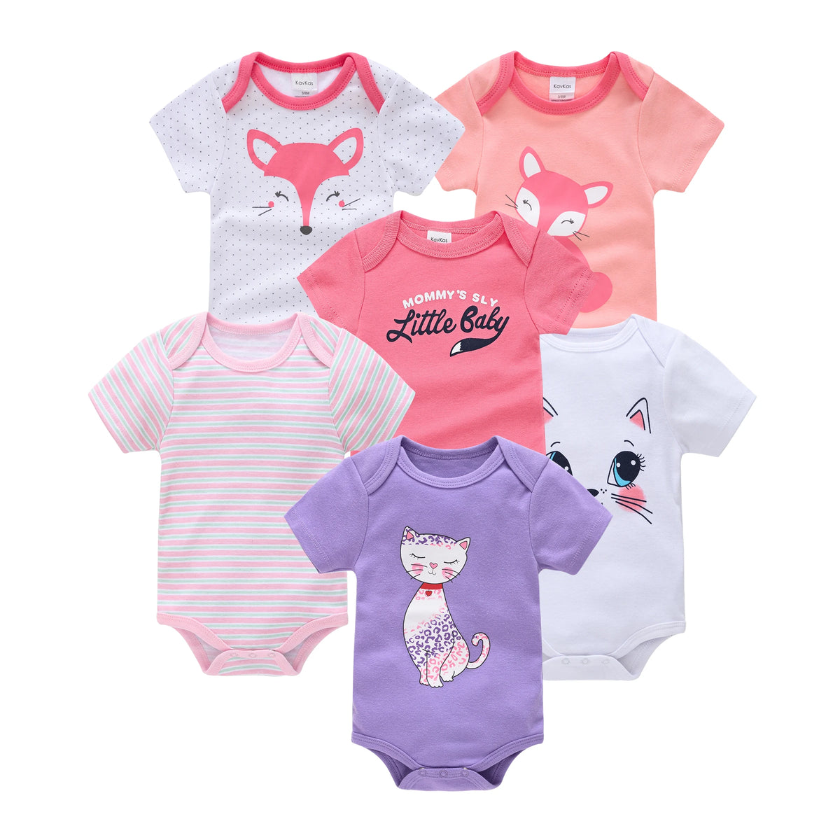 Cotton Short Sleeve Baby Bodysuits – Floral Print, 0-12 Months