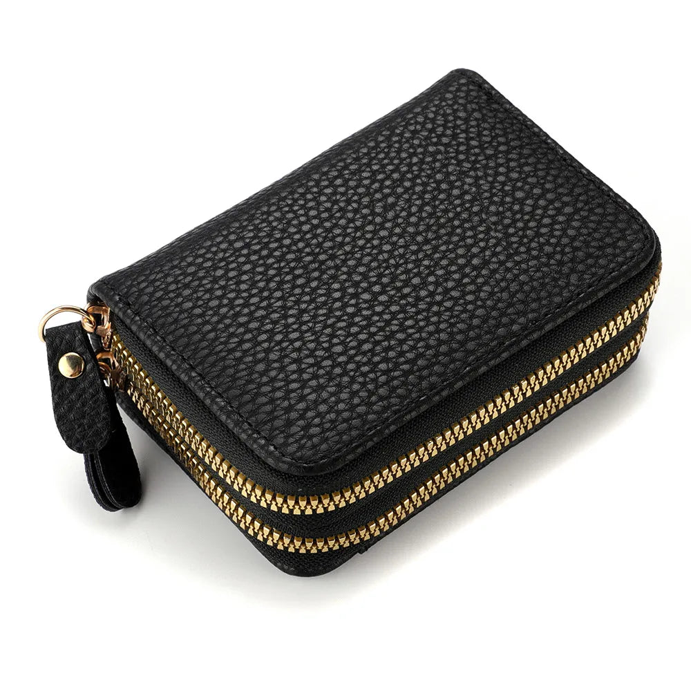 PU Leather Women's Multi-Slot Zipper Wallet Card Holder