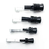 A set of four exhaust turbine whistles or components for cars and motorcycles shown in various states.