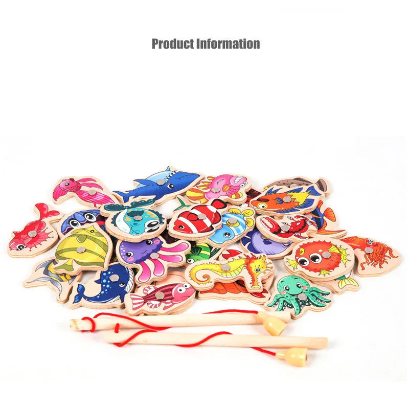 Wooden Magnetic Fishing Game for Toddlers