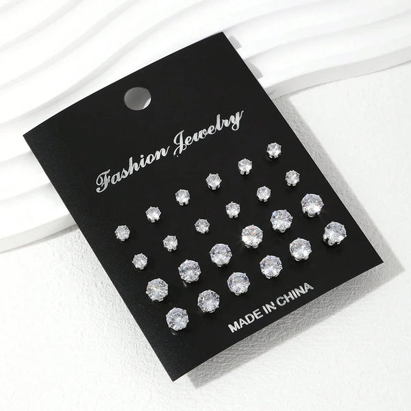 Classic Cubic Zirconia Stud Earring Set